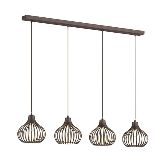 B-Ware Lindby Frances Hängelampe Hängeleuchte Pendellampe Lampe Leuchte Braun, 4 Fl.170
