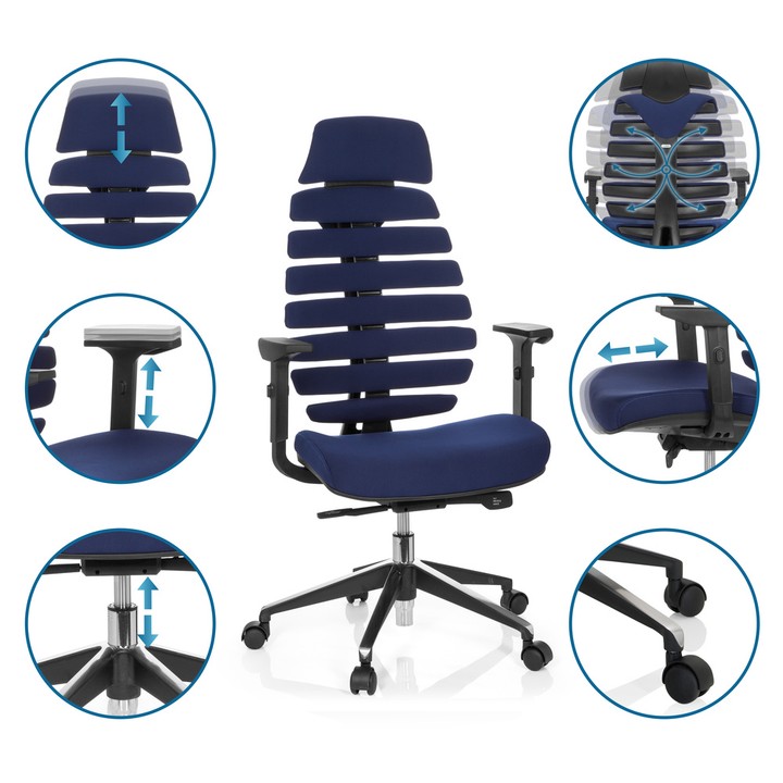 hjh OFFICE Bürostuhl Drehstuhl ERGO LINE II PRO Schreibtischstuhl Stoff blau
