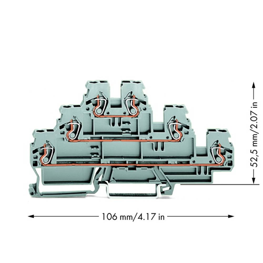 WAGO 870-551 Dreistock-Durchgangsklemme 5 mm Zugfeder Grau 50 Reihenklemme