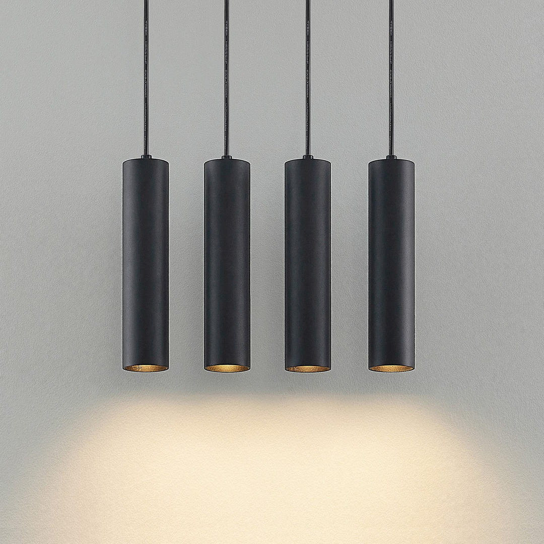 Prios Neliyah Hängeleuchte Deckenlampe Pendelleuchte Gu10 Rund Schwarz 4 Flg B-Ware - 4251911711608