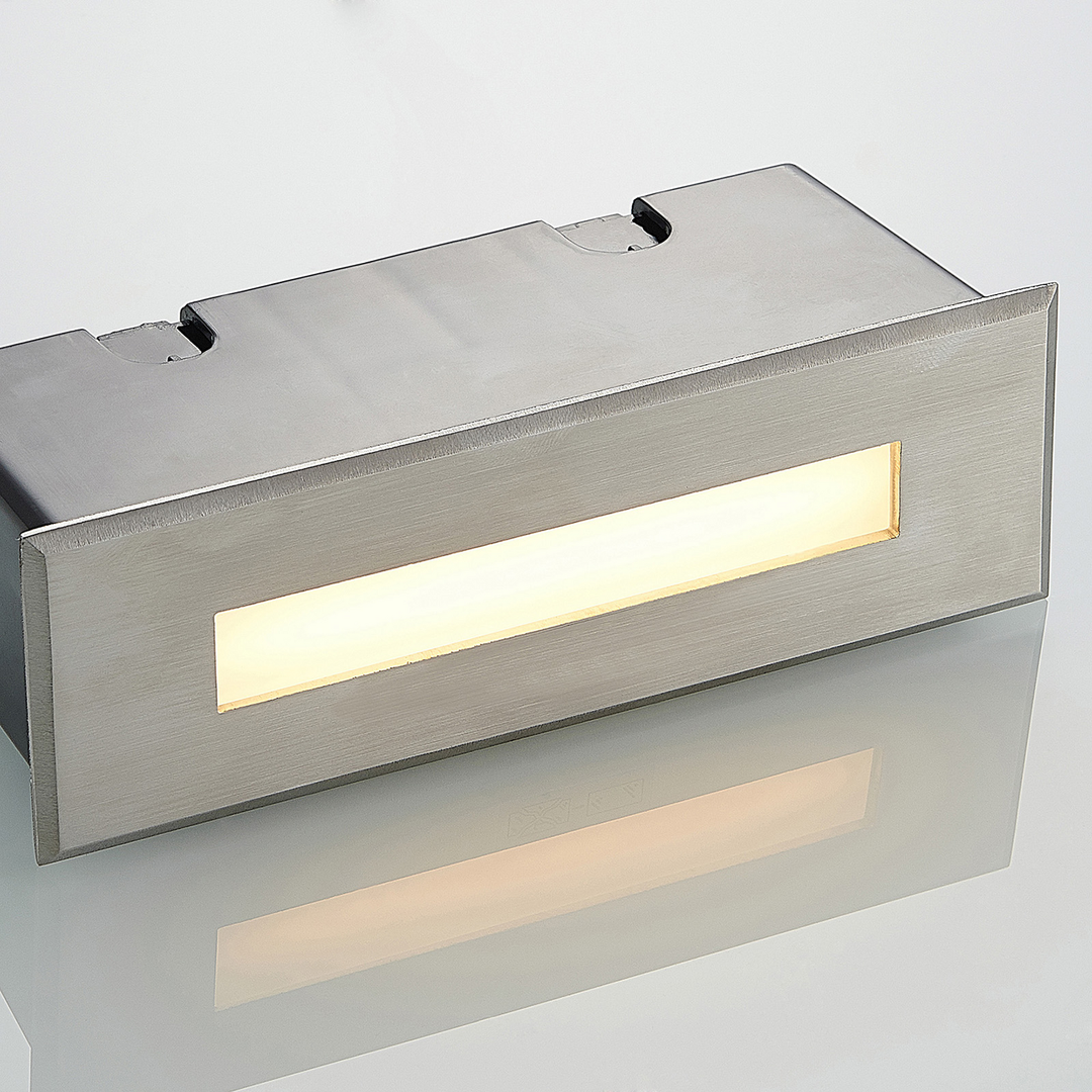 Lucande LED-Wandeinbauleuchte Doga Edelstahl 19,5 cm Einbauleuchte Außenleuchte