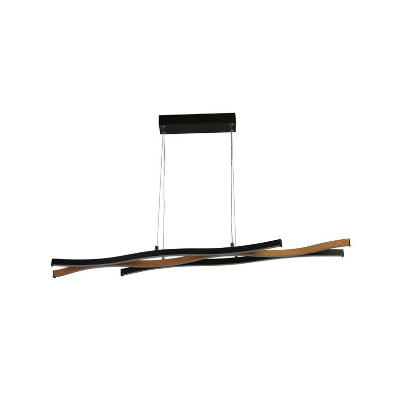 Searchlight Led Hängeleuchte Bloom Swirl Hängelampe Deckenlampe Led Schwarz/Holz B-Ware