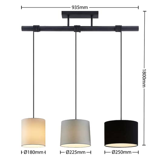Lindby Ludger Stoff Hängeleuchte Dreifarbig Hängeleuchte Deckenlicht Deckenla242 B-Ware - 4251911743593