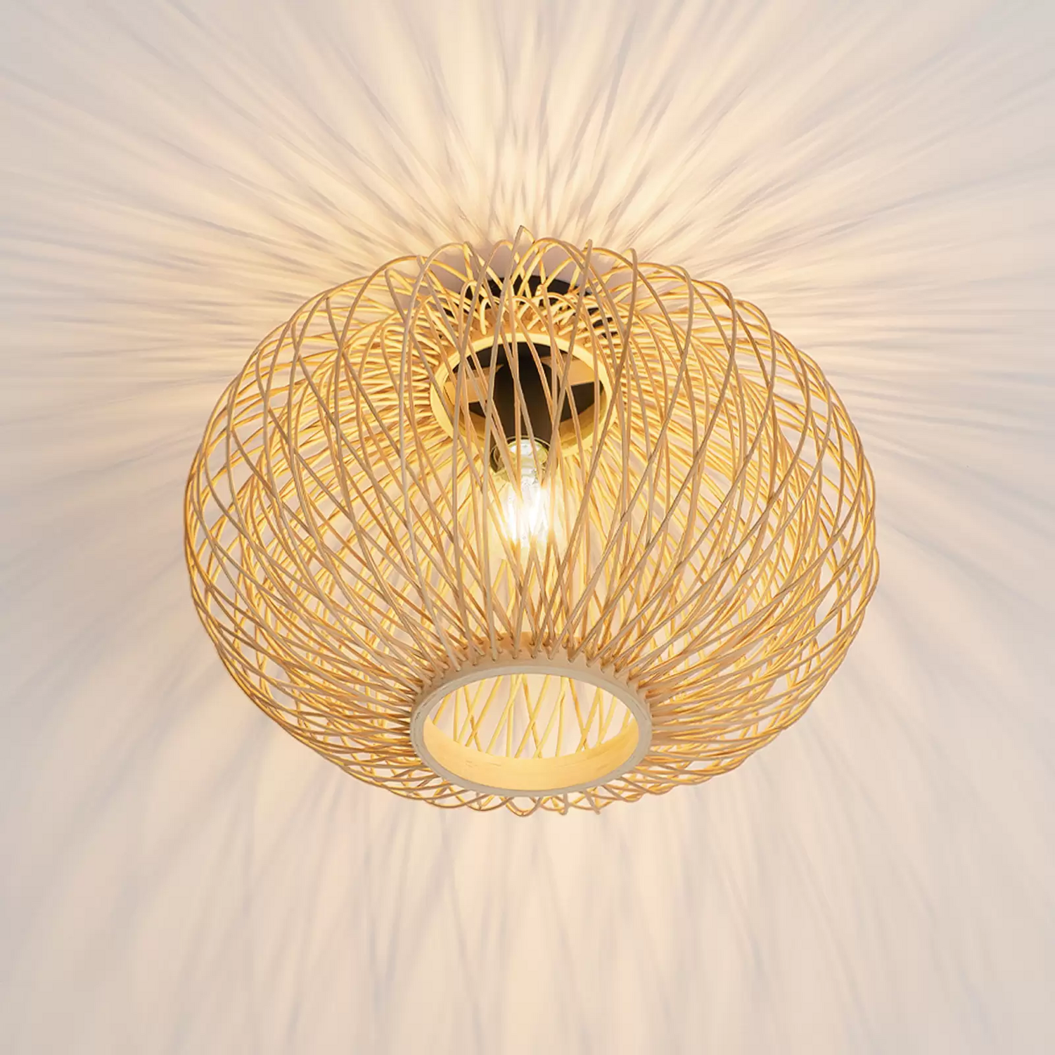 B-Ware Lindby Solvira Deckenlampe Deckenleuchte Deckenlicht Leuchte Bambusgeflecht R711