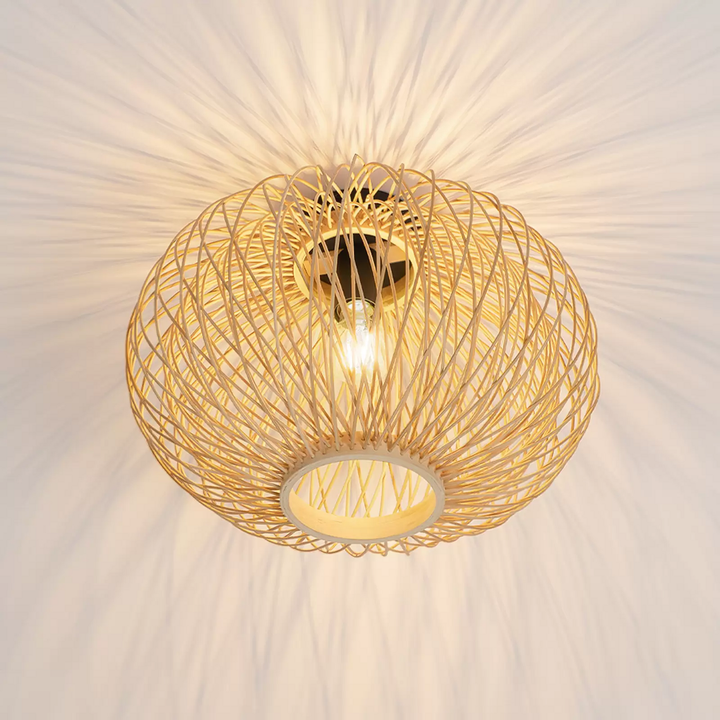 Lindby Solvira Deckenlampe Deckenleuchte Deckenlicht Leuchte Bambusgeflecht R711 B-Ware