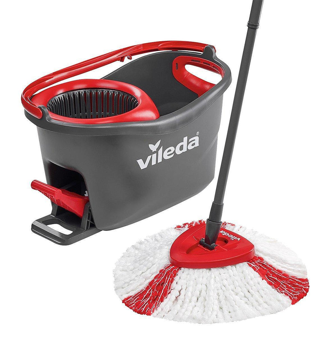 Vileda Turbo EasyWring & Clean Komplett-Set, Wischmop & Eimer mit PowerSchleuder