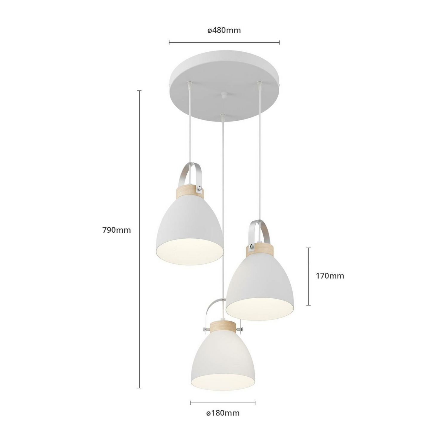 Euluna Pendelleuchte Bergen Pendelleuchte Lampen Leuchten Dreiflammig E27 Rund B-Ware - 5907687431811