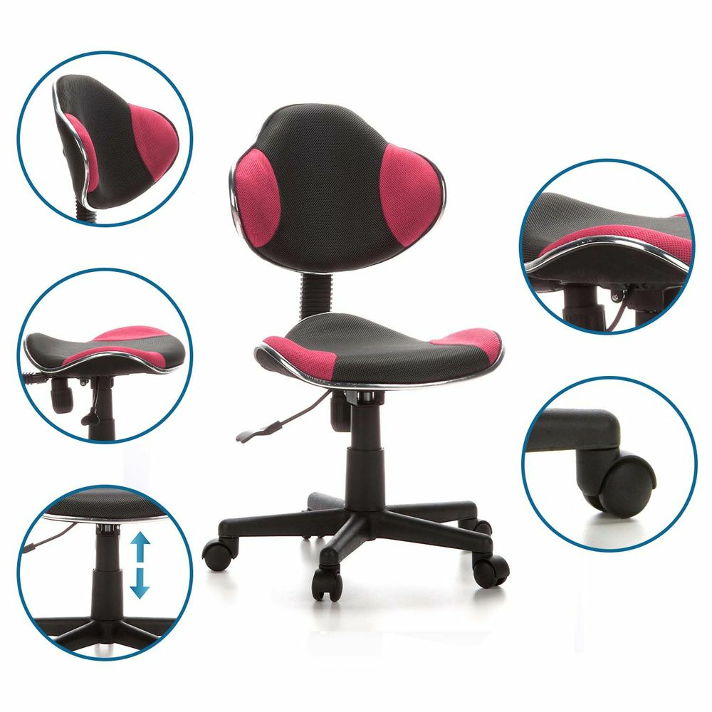 B-Ware Hjh Office Kiddy Gti 2 Kinderdrehstuhl Grau / Pink Drehstuhl Arbeitsstuhl Kinder