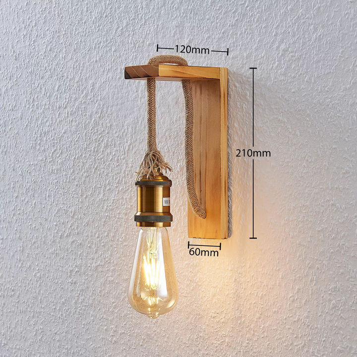 Lindby Helou Holz-Wandlampe mit sichtbarer Fassung Wandleuchte Lampe Leuchte E27