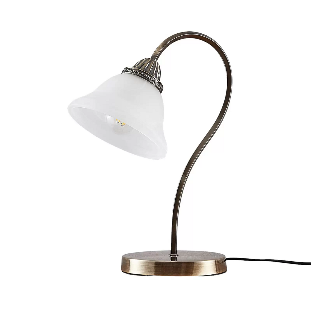 Lindby Tischlampe Mialina Schreibtischlampe Bürotischlampe Glasleuchte Lampe E27