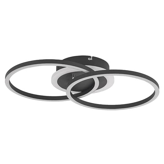 Plafonnier LED Lindby, anneaux CCT Fjardo, lampe de plafond noire, éclairage LED 