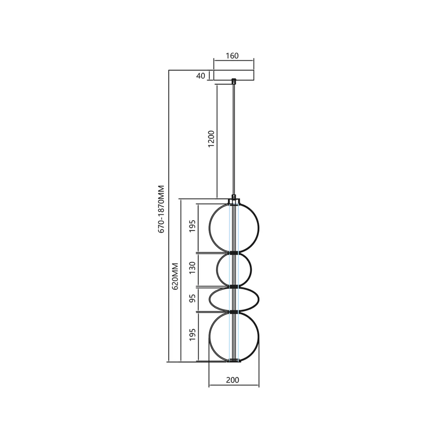 Led Hängeleuchte Daphne Glas Grau Transparent Höhe 62 Cm Deckenlampe Lampe Spot B-Ware - 5902693803478