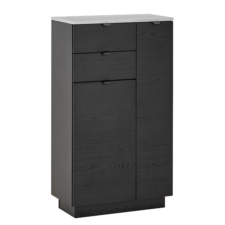Casa Midischrank NEWARK Kommode Sideboard Schwarz Struktur Marmor Hell Dekor