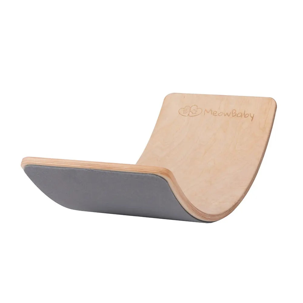 B-Ware Meow Baby Balancierbrett Balance Board Kinder Spielzeug Holz Natur Grau 80x30 Cm - 800000669235