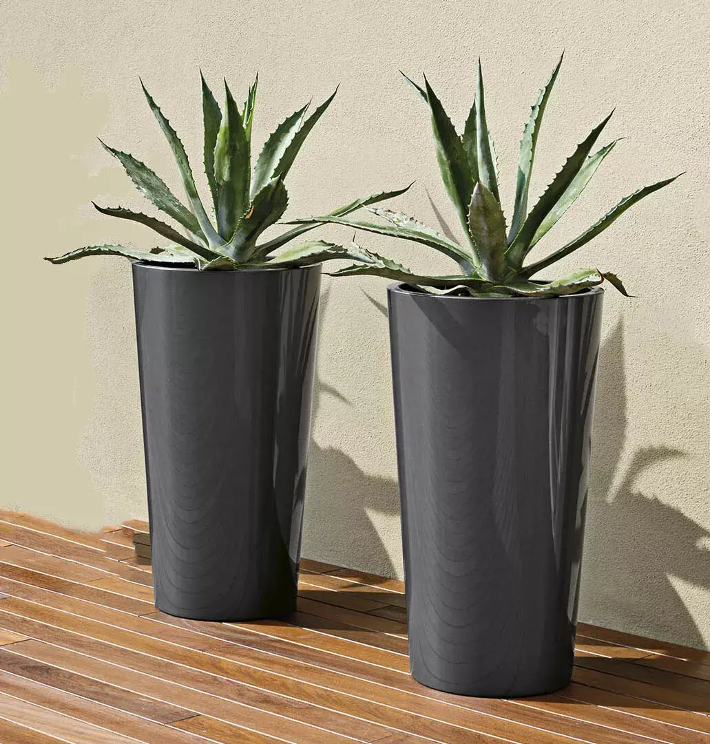 B-Ware Euro3 Plast Blumentopf übertopf Pflanzkübel Anthrazit 2er Set 73 Cm Pflanzeinsatz - 8000072105322