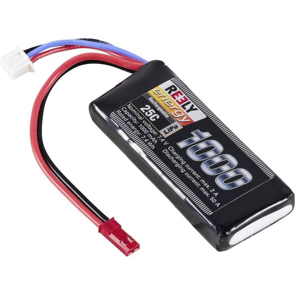 Reely Modellbau-Akkupack (LiPo) 7.4 V 1000 MAh Zellen-Zahl: 2 25 C Softcase BEC - 4064161227160