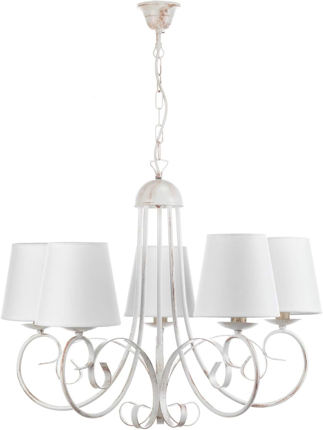 ONLI Kronleuchter Deckenleuchte Lampe Pompei Lampenschirm Weiß Metall Textil LED - 8030626512854