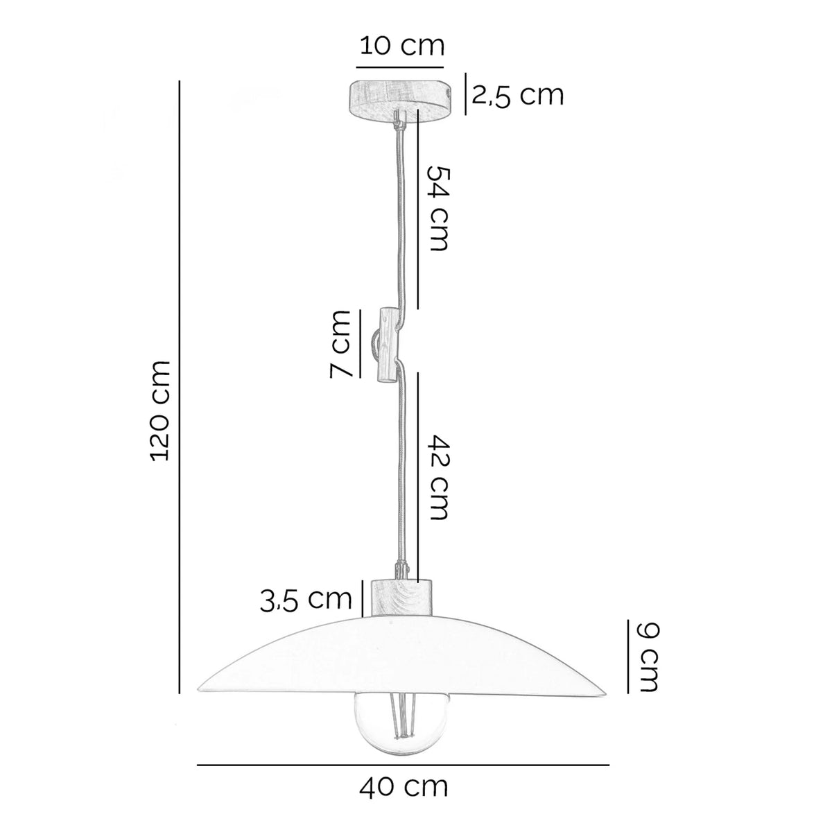 Hängeleuchte Pendelleuchte OHANA Opalglas Lampe Glas Eiche weiß 40 cm E27 LED - 8030626543713