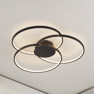 B-Ware Lindby Deckenleuchte Lampe Riley LED dimmbar schwarz Holzoptik 3000K 76x73cm