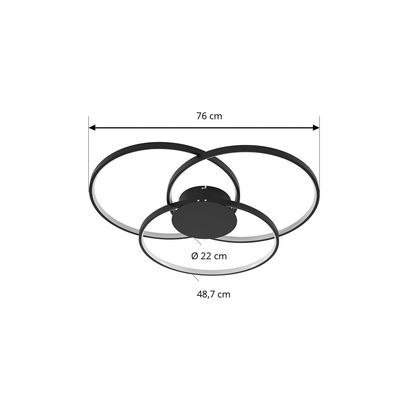 Lindby Deckenleuchte Lampe Riley LED dimmbar schwarz Holzoptik 3000K 76x73cm - 4251096574043