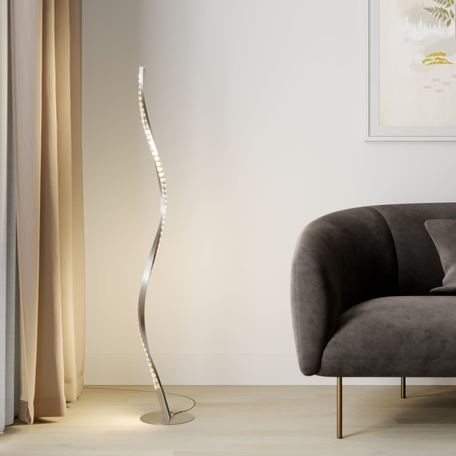 Lindby Stehlampe Stehleuchte LED Criostal RGBW dimmbar Fernbedienung alu transpa - 4251096575200