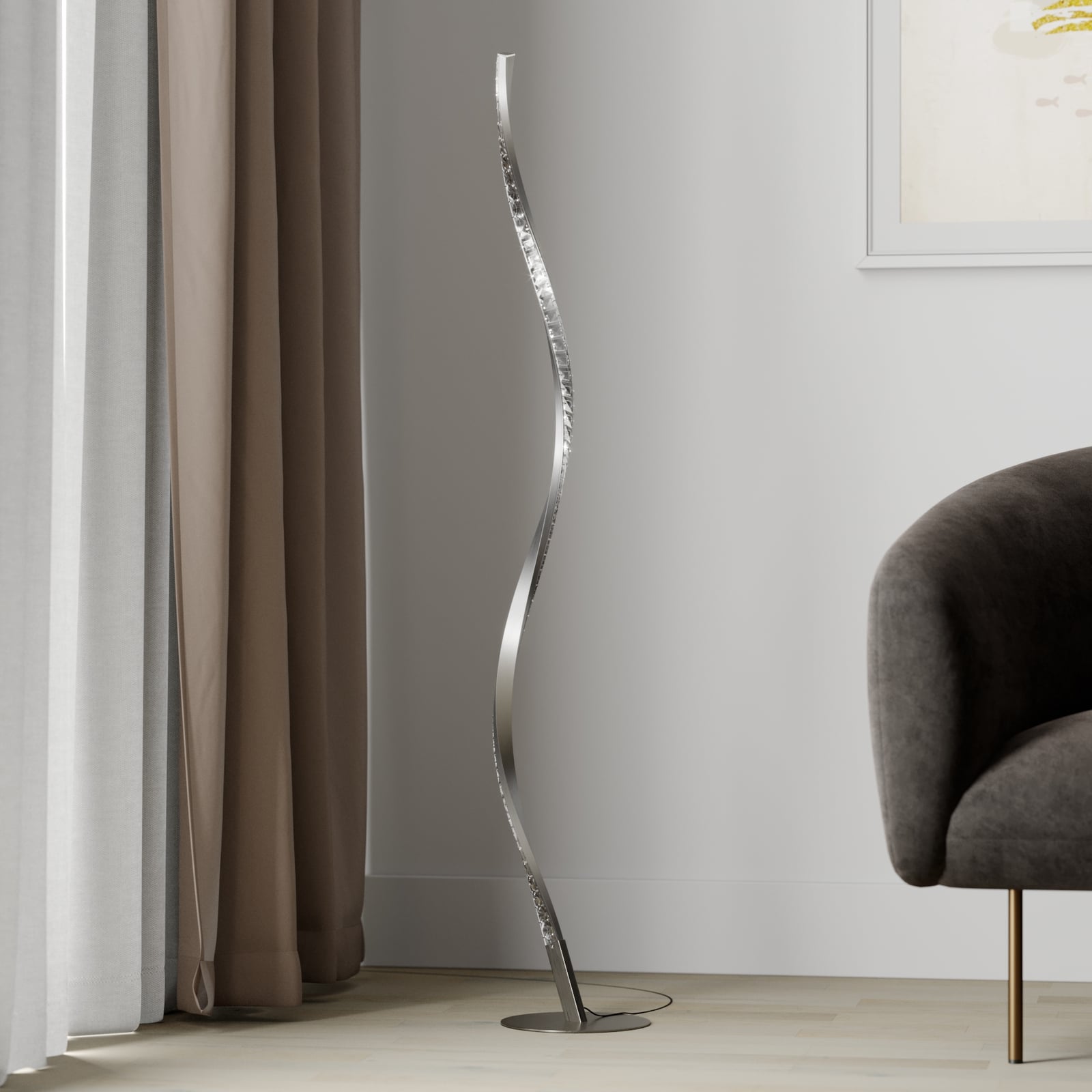 Lindby Stehlampe Stehleuchte LED Criostal RGBW dimmbar Fernbedienung alu transpa - 4251096575200