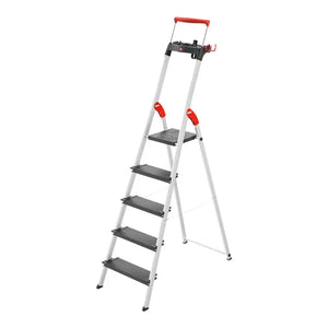 B-Ware Hailo Stehleiter Klappleiter Alu Sicherheitsleiter 5 Stufen Multifunktionsschale