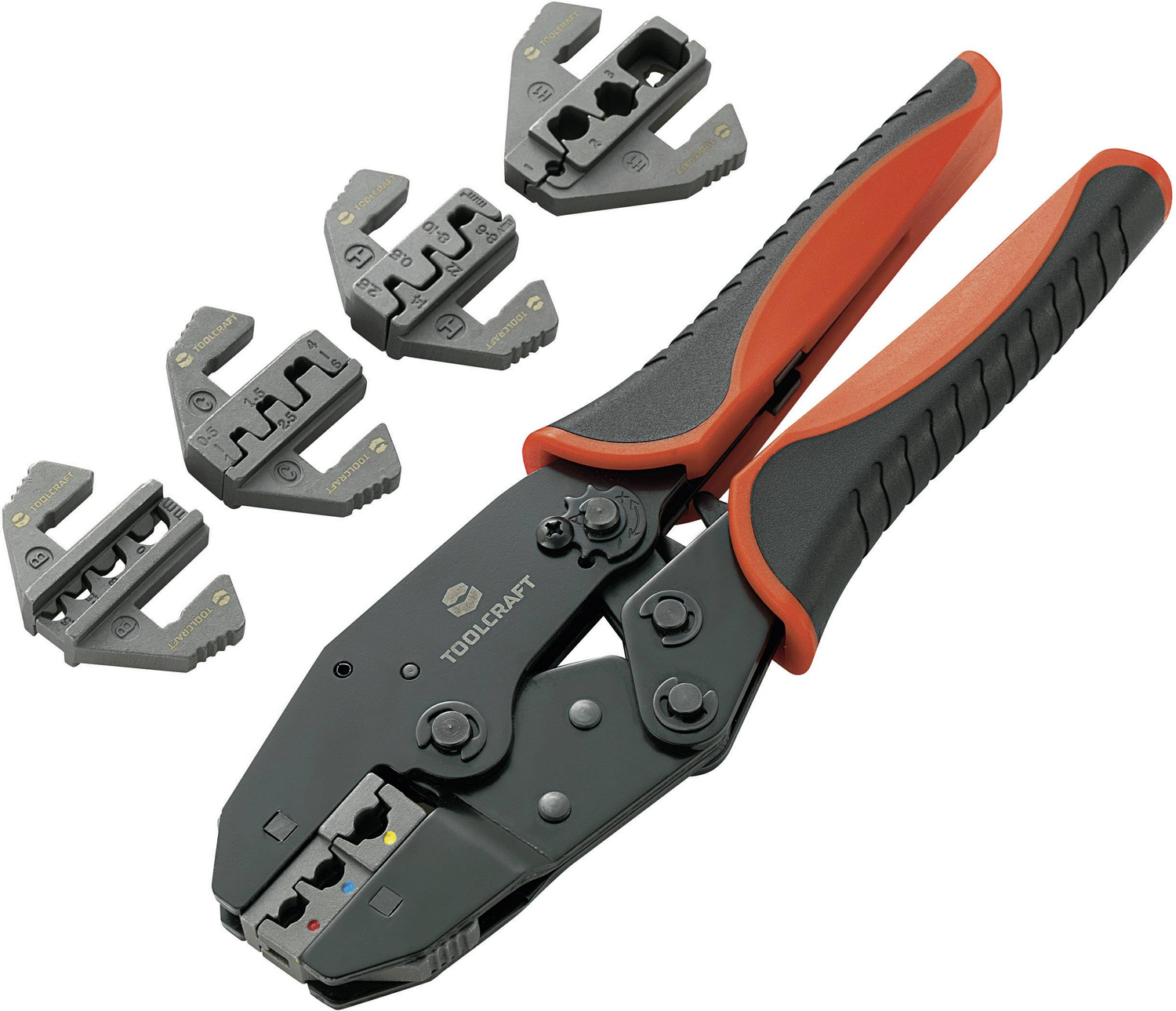 B-Ware Toolcraft Crimpzangen Set Crimpzange 6teilig Isolierte Kabelschuhe Unisoliert
