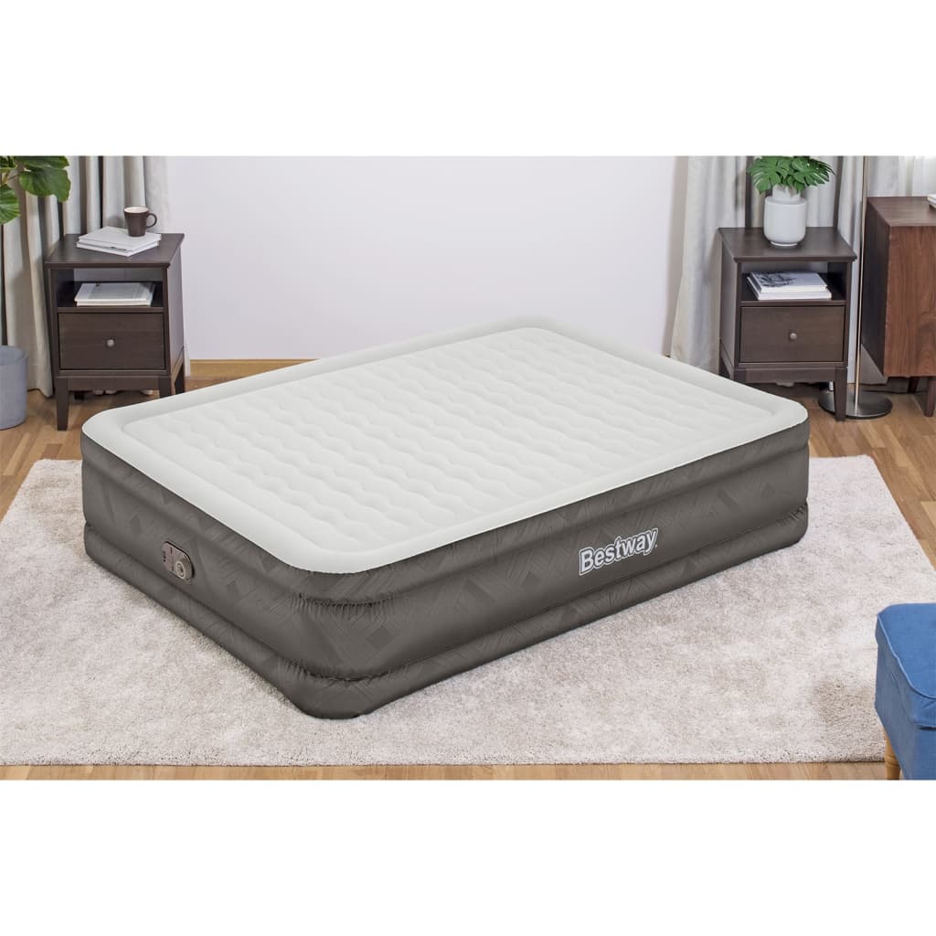 46cm Bestway Air Mattress Queen Inflatable Bed Airbed Grey - 06941607326596