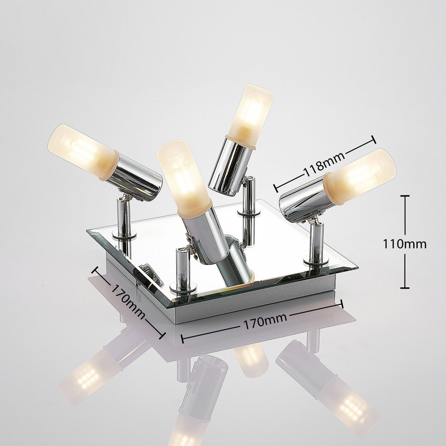 B-Ware Lindby Bad Deckenlampe Zela Deckenlampe Lampe 4 Flammig G9  32 X 32 Cm Chrom650