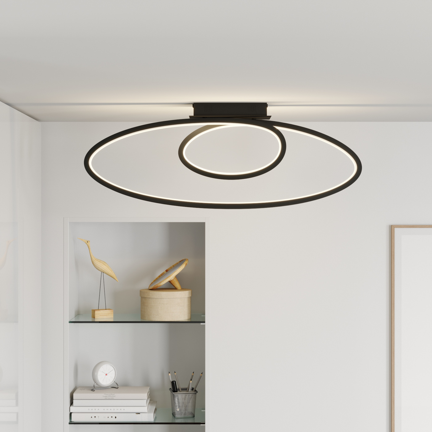 Lucande Bronwyn LED Deckenlampe Deckenlampe Lampe Leuchte Schwarz 98 cm