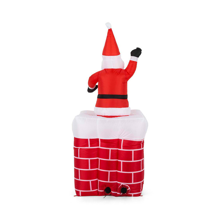 oneConcept Weihnachtsdeko Figur Santa für Kamin Schornstein mit LED Beleuchtung