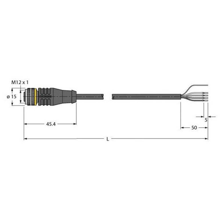 Turck 6626334 Sensor-/Aktor-Anschlussleitung 5m Polzahl 4 Steckverbinder Stecker