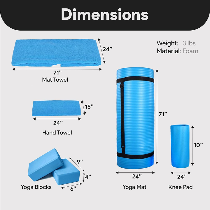Balance From Fitness Yoga Set Kit Matte Stretching Gurt Knie Pad 7 Teiliges Set  B-Ware - 810963031108