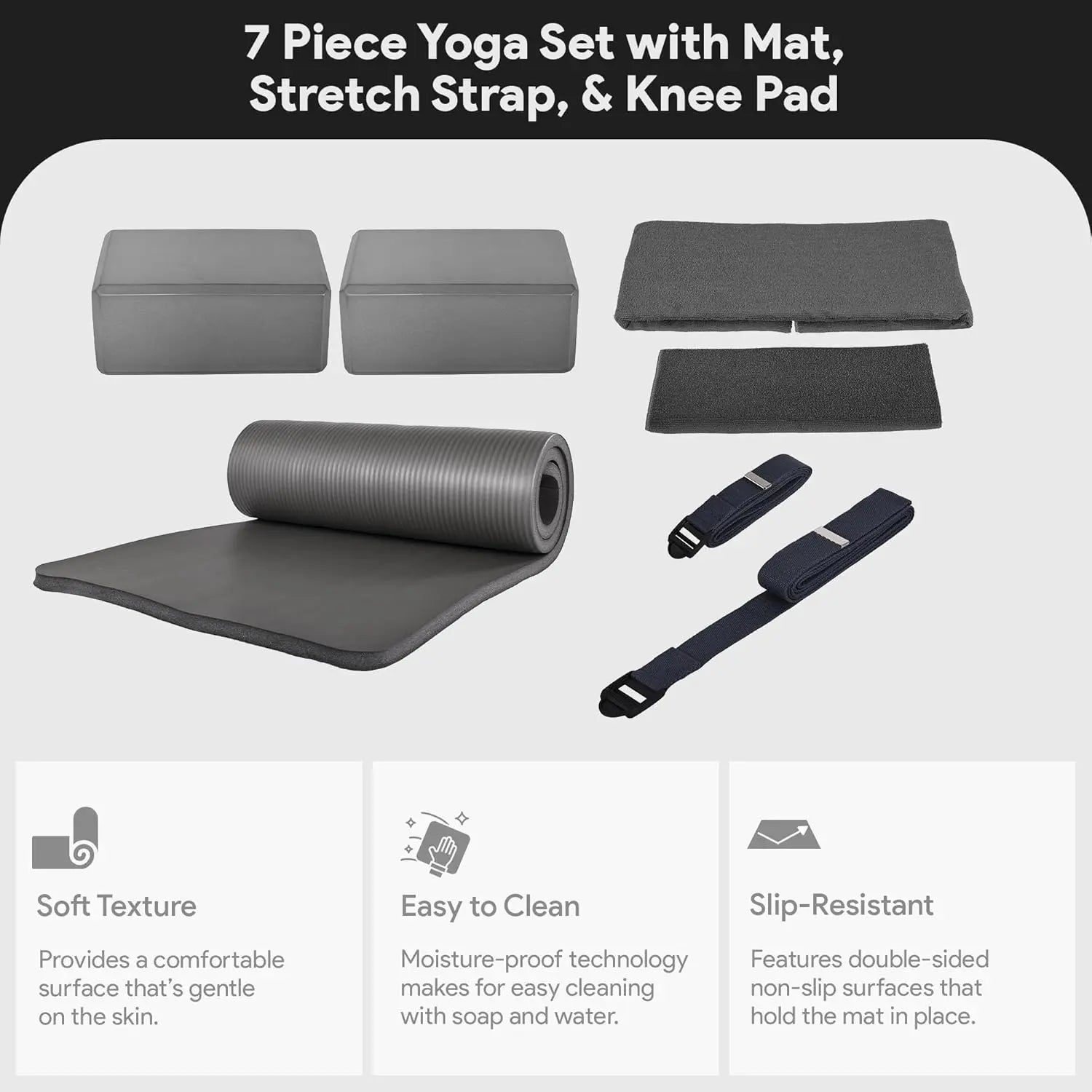 Balance From Fitness 7 Teiliges Home Gym Yoga Set Trainingsausstattung Yoga Grau B-Ware