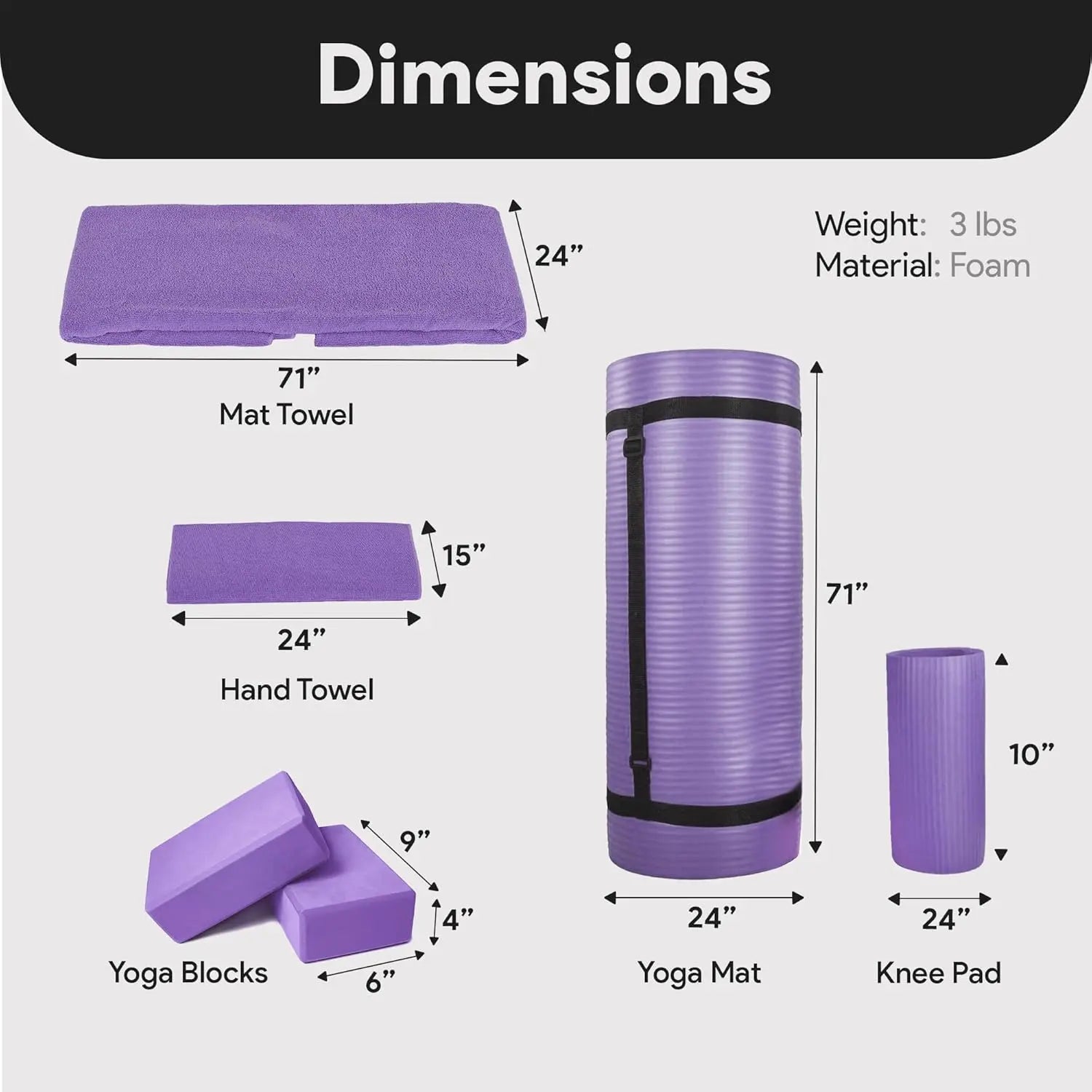 B-Ware Balance From Fitness 7 Teiliges Home Gym Yoga Set Yogaset Fitness Zubehör Lila - 810963031146