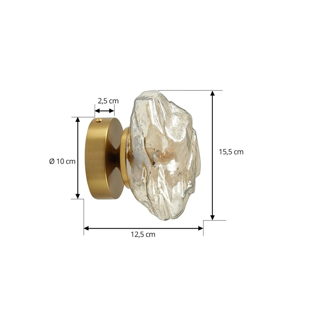 Lindby Wandleuchte Piatra amber messing Glas Ø 16 cm G9 Wandlampe Lampe Leuchte