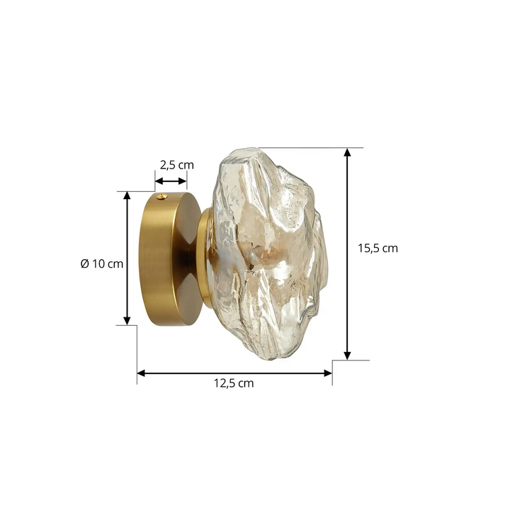 Lindby Wandleuchte Piatra amber messing Glas Ø 16 cm G9 Wandlampe Lampe Leuchte