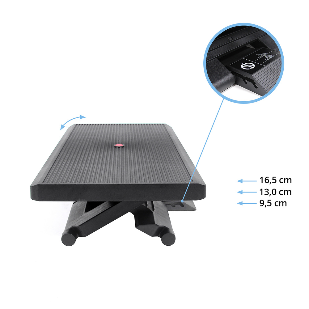 Hjh Office Fußstütze Piedino Stripe Pro Stütze Schwarz Neigbar Höhenverstellbar  B-Ware - 4251084638603