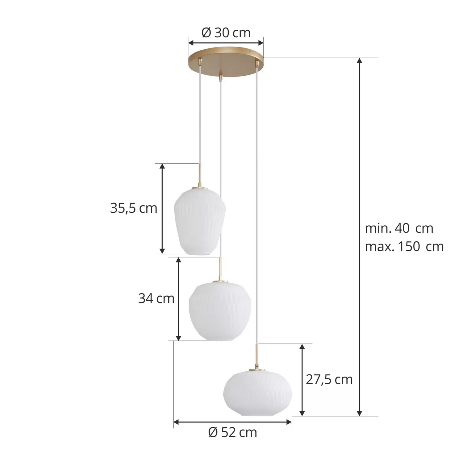 B-Ware Lucande Hängeleuchte Quinara Opal Glas ø 52 Cm Hängelampe Deckenlampe Lampe E27