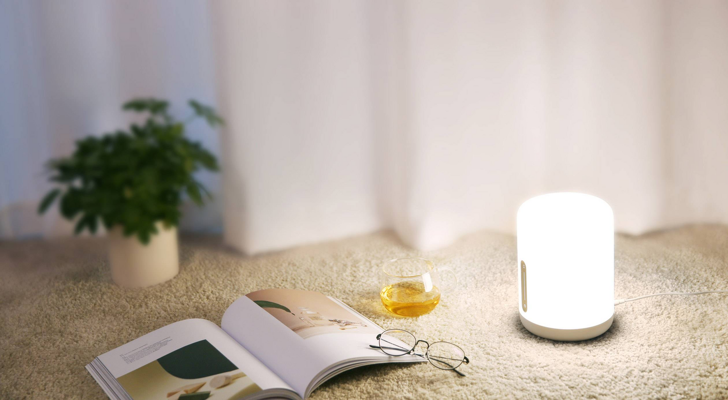 Lampe de chevet Xiaomi Mi Bedside Lamp 2 XM200010, lampe de table/lampadaire blanche, produit reconditionné. 