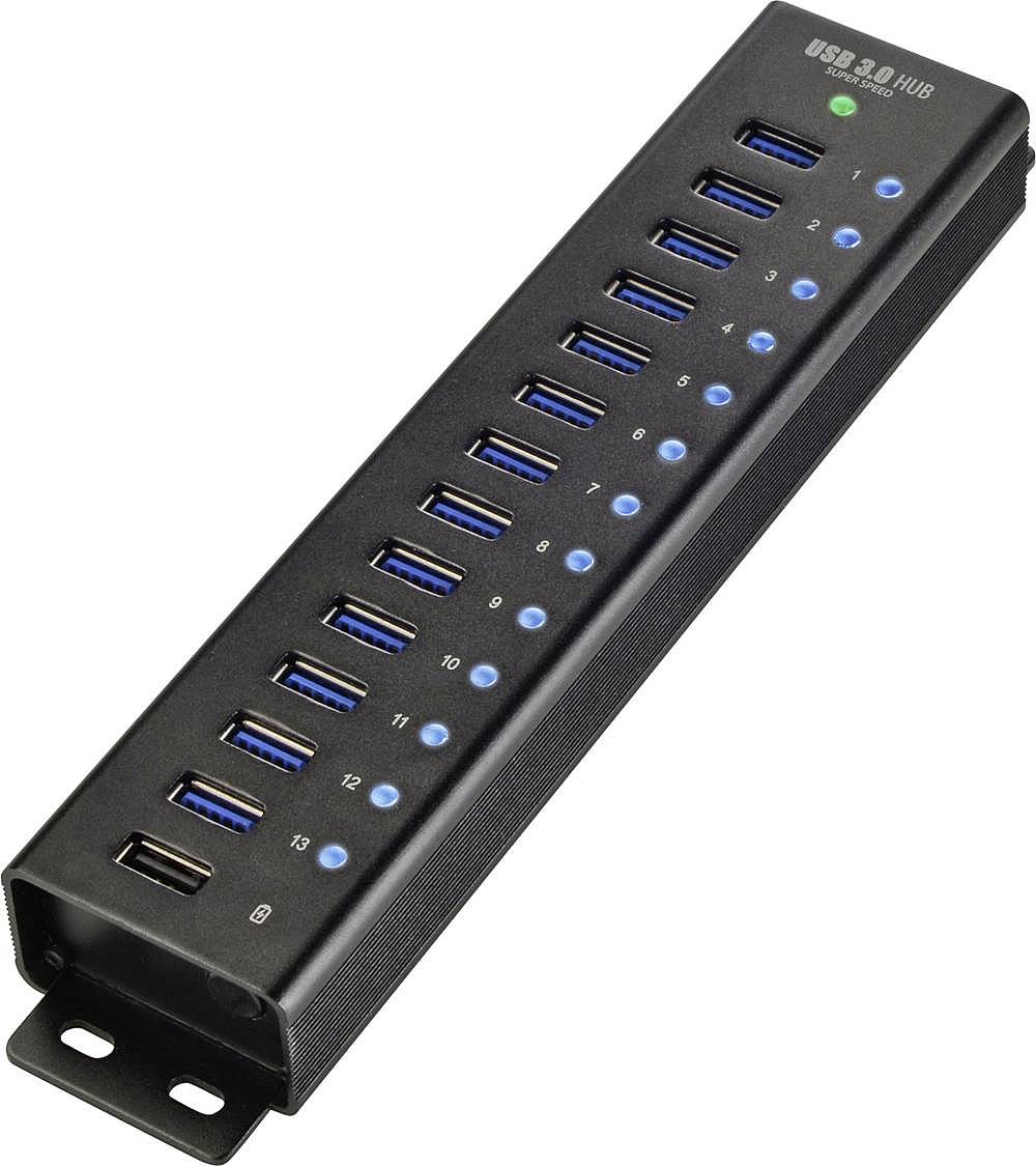 Renkforce 13 Port Usb 3.0 Hub Leiste Aluminiumgehäuse Wandmontage Schnellladeport B-Ware - 4016138951349