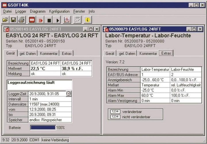 GREISINGER GSOFT 40 K Software für Recorder von Daten Serie EASYLOG und MINILOG