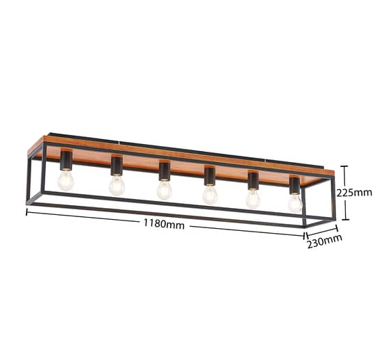 Lindby Miravi Deckenlampe Deckenleuchte Lampe Leuchte Holz 6 flammig Wohnzimmer