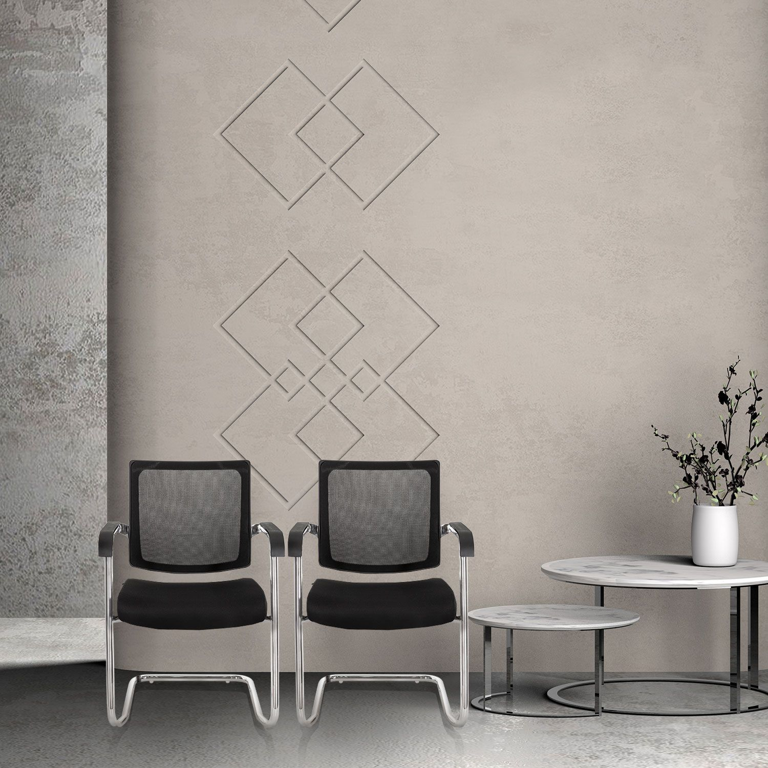 B-Ware Hjh Office Freischwinger Stuhl Besucherstuhl Schwarz Konferenzstuhl Netzstoff - 820024