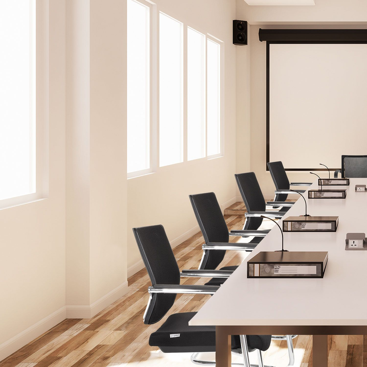 Hjh Office Freischwinger Stuhl Besucherstuhl Schwarz Konferenzstuhl Netzstoff B-Ware - 820024