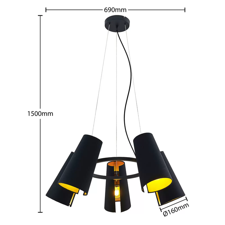 Lucande Kemoni Hängeleuchte 5 flammig Hängelampe Deckenlampe Deckenleuchte 578