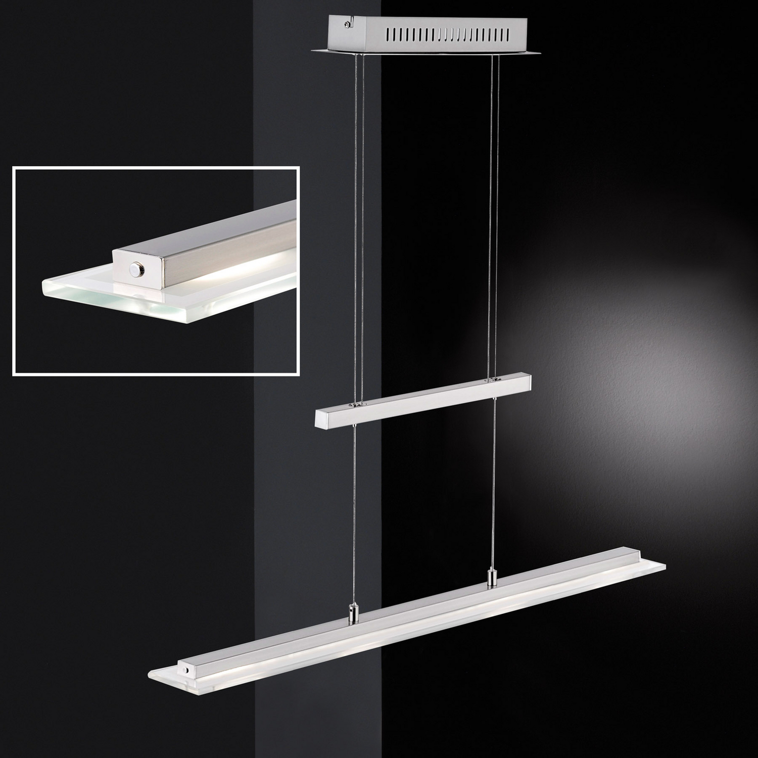 B-Ware Fischer & Honsel Led Pendelleuchte Tenso Hängeleuchte Mit Dimmer Nickel 12 W Led