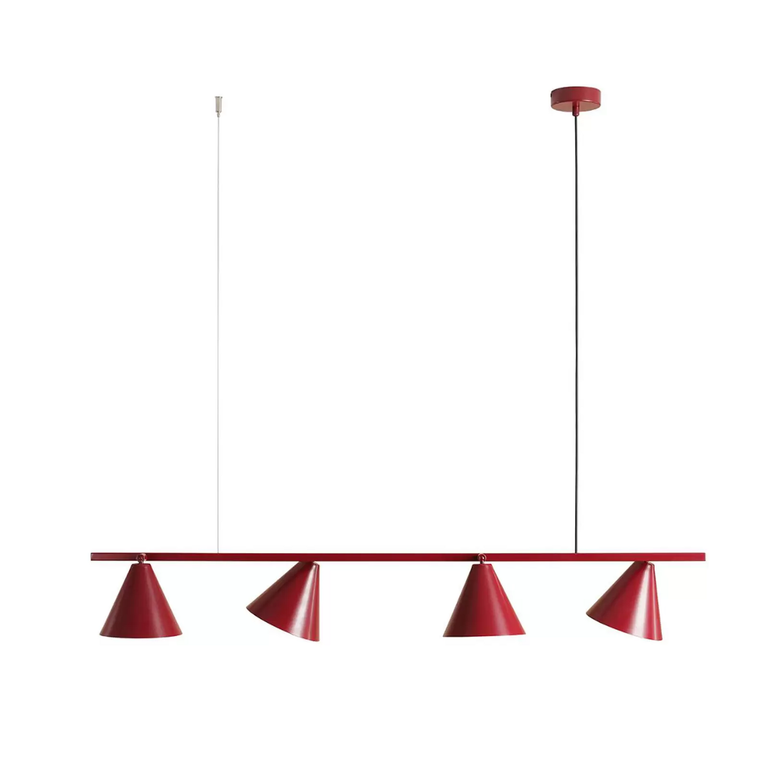 B-Ware Hängeleuchte Form 4 Metall Kegel 4 Flammig Weinrot Deckenlampe Deckenleuchte