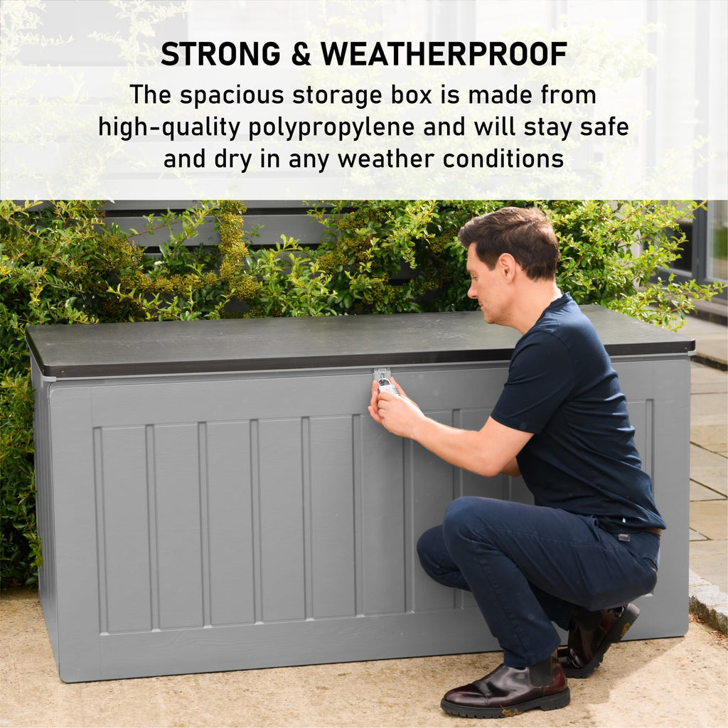 Olsen & Smith Garten Aufbewahrungsbox 830l mit Vorhängeschloss 160x78x76cm grau - 5038230170434